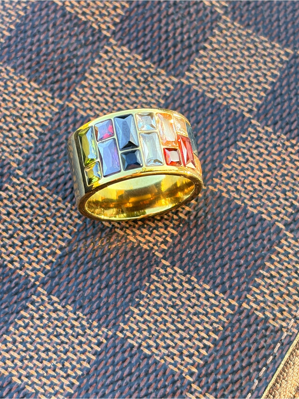 Gold Multicolor Stones Ring